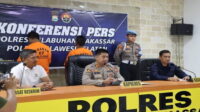 Kapolres Pelabuhan Makassar, AKBP Yudi Frianto, saat konferensi pers di Aula Mapolres