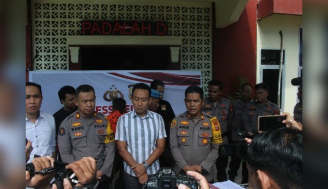 Kapolsek Tamalate saat Press release