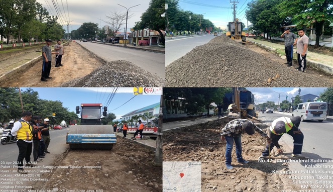 Jelang MTQ ke XXXIII, Pj. Bupati Pantau Pengaspalan Bahu Jalan Poros Takalar