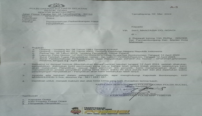 Pelaku Pengancaman Belum Ditahan, Kinerja Penyidik Dipertanyakan (A.3)