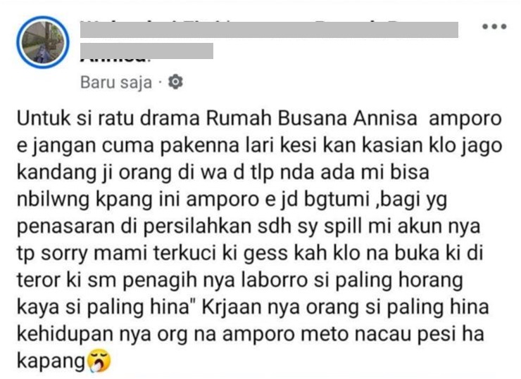 Tangkapan Layar Media Sosial Fitri Wulandari 