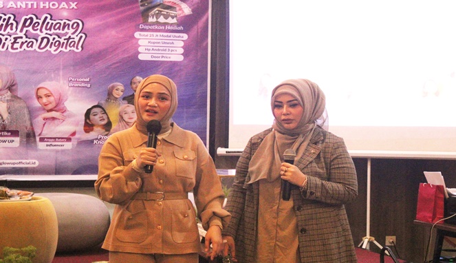 Anggun Batary (Influencer dan ahli personal branding sebelah kiri) dan Owner SS Glow Up, Sarah Sartika sebelah kanan