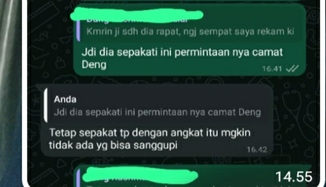 Bukti Chat Whatpps Peresmian Pojok Digital di Tanakeke Diwarnai Dugaan Pungli ke Kades