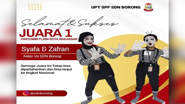 Syafa dan Zafran Juara I FLS3N, SDN Borong Makassar Siap Tembus Tingkat Provinsi
