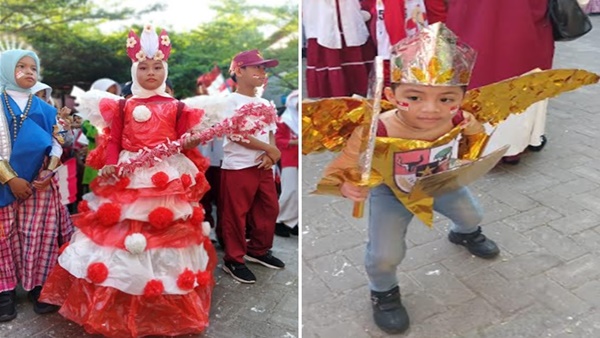 Kostum Kreatif Anak Pecahkan Karnaval HUT RI SDN Borong Makassar