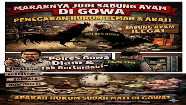 Ilustrasi sabung ayam Hukum Mati 'Suri' di Gowa, Sabung Ayam Hidup Subur Tanpa Sentuhan