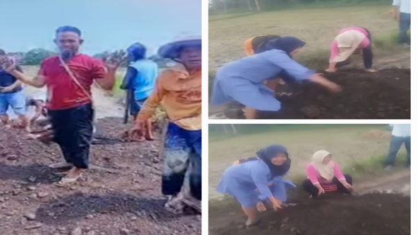 Warga Pa’rasanga Beru, Desa Banrimanurung, Kecamatan Bangkala, Kabupaten Jeneponto, gotong royong untuk menimbun jalan rusak yang selama puluhan tahun belum pernah diperbaiki. Puluhan Tahun Dibiarkan Rusak, Warga Jeneponto Turun Tangan Perbaiki Jalan Sendiri