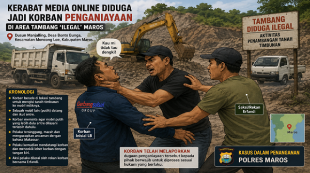Kerabat Media Online Diduga Dicekik di Lokasi Tambang Ilegal Moncong Loe