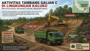 Tambang Galian C Diduga Kebal Hukum di Maros, Warga Sesak Debu dan Jalan Hancur