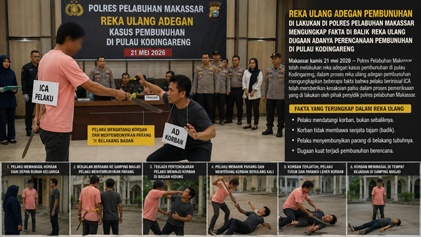 Rekonstruksi Bongkar Kebohongan Pelaku, Korban Ternyata Tak Bawa Badik Saat Dihabisi di Kodingareng