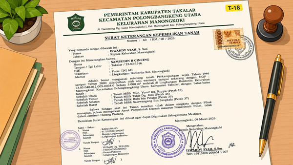 SKKT Dipersoalkan di PN Takalar, Oknum Lurah Manongkoki Diduga Mainkan Sengketa Lahan