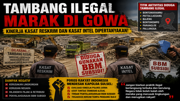 Tambang 'Ilegal' Tak Tersentuh, Publik Pertanyakan Kinerja Kasat Reskrim dan Kasat Intel Polres Gowa
