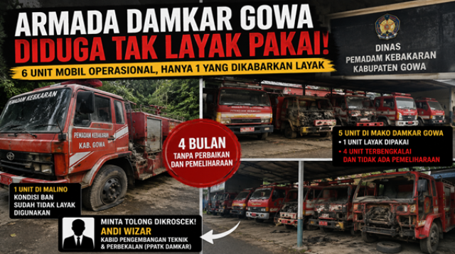 Diduga Terbengkalai, 6 Unit Damkar Gowa Hanya 1 yang Siap Turun Lapangan
