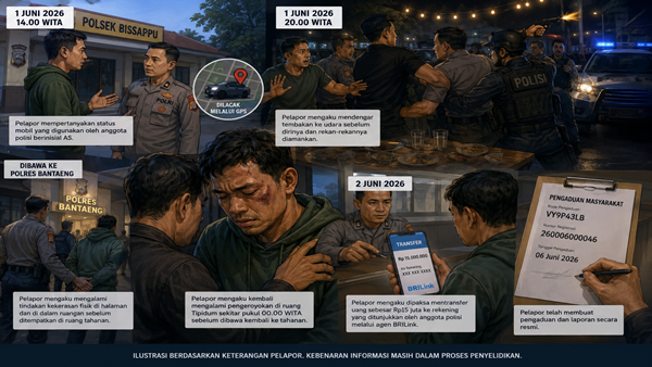 Cari Mobil Lewat GPS, Warga Jeneponto Klaim Berakhir Babak Belur di Tangan Oknum Polisi