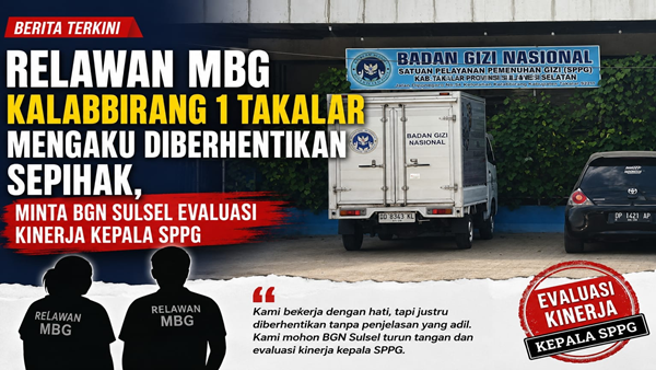 Ilustrasi Visual dibuat dengan AI Relawan MBG Kalabbirang 1 Takalar Mengaku Dipecat Sepihak, Minta BGN Sulsel Audit Tata Kelola SPPG