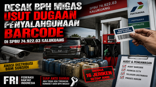 FRI Desak Polres Takalar Bongkar Dugaan Penyalahgunaan Barcode BBM Subsidi di SPBU Kalukuang