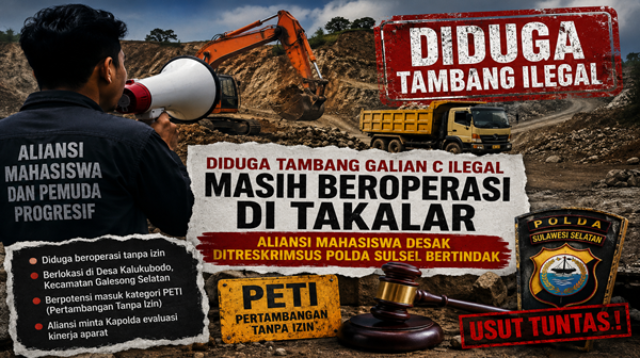 Diduga Tambang Galian C Ilegal di Takalar Masih Beroperasi, Polda Sulsel Didesak Bertindak