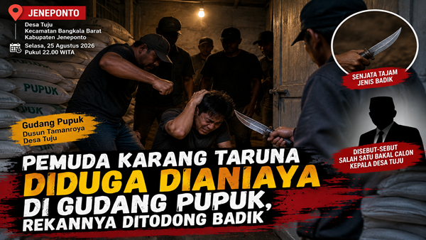 Ilustrasi Visual dibuat dengan AI Pemuda Karang Taruna Diduga Dianiaya di Gudang Pupuk, Rekannya Ditodong Badik