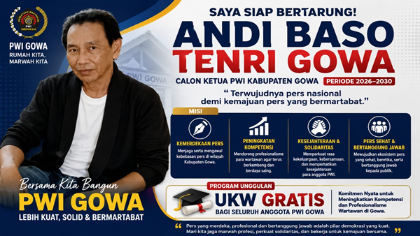Gegap Gempita! Andi Baso Tenri Deklarasi Maju Ketua PWI Gowa, Bawa Janji UKW Gratis