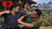Ilustrasi dua pria duel berebut janda di Kabupaten Kendal, Jawa Tengah (Visual AI) Pria Beristri Berebut Cinta Janda di Kendal, Duel Berdarah Berujung Maut